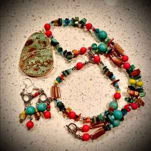 Handcrafted stone jewelry set